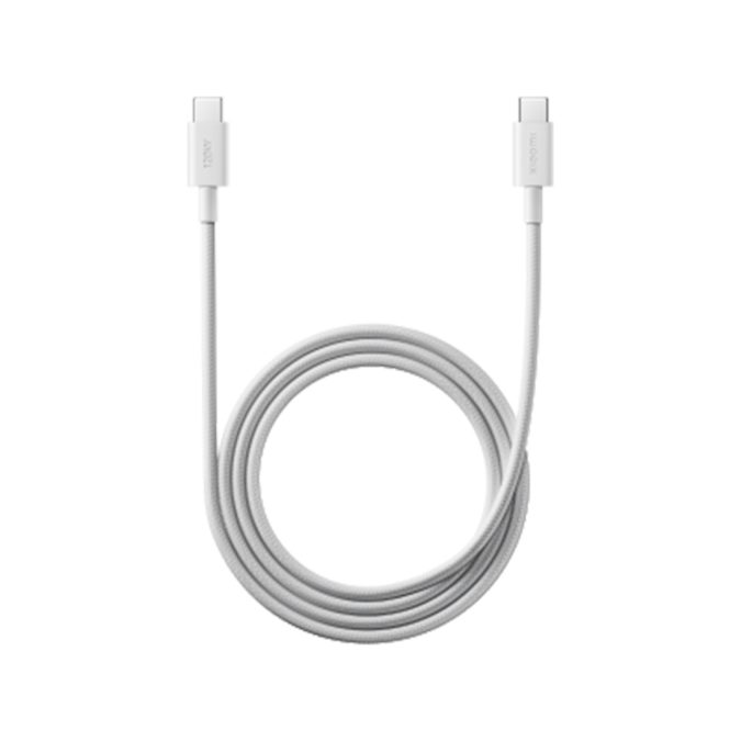 Интерфейсный кабель, Xiaomi 6A Braided USBC – USBC, BHR087KGL/L36340, 1м, до 480 Мбит/с, ток 6А, 120Вт, + TPE, + PET, Белый