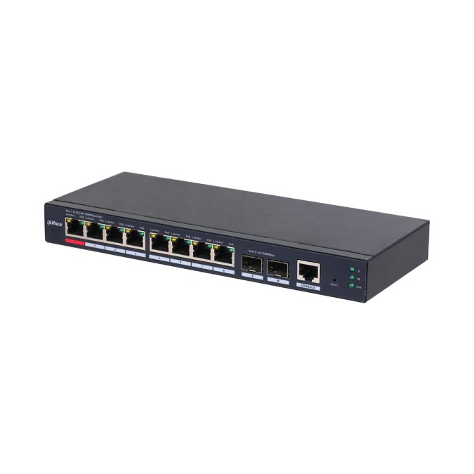 Коммутатор, Dahua, DH-S4210-8GT-110, Управляемый, 8 портов 10/100/1000 Mbps (PoE 802.3af/at/bt/Hi-PoE,110W), 2 SFP