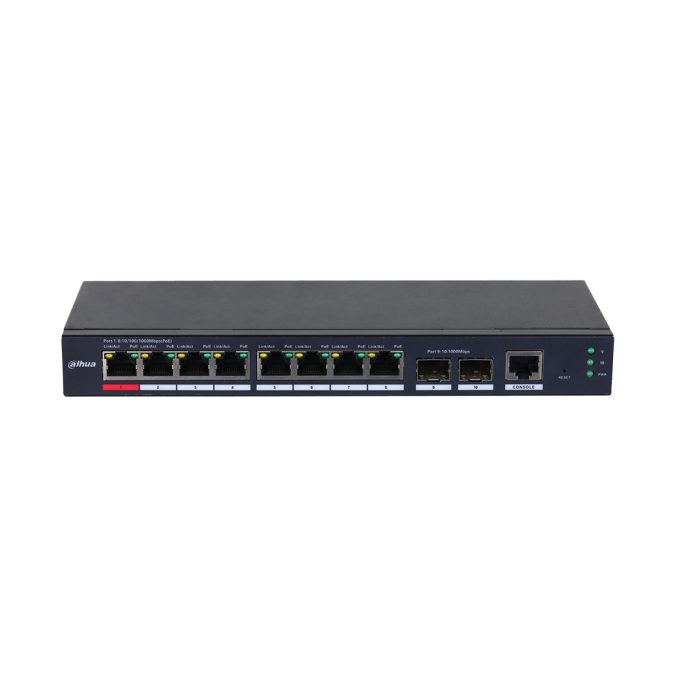 Коммутатор, Dahua, DH-S4210-8GT-110, Управляемый, 8 портов 10/100/1000 Mbps (PoE 802.3af/at/bt/Hi-PoE,110W), 2 SFP