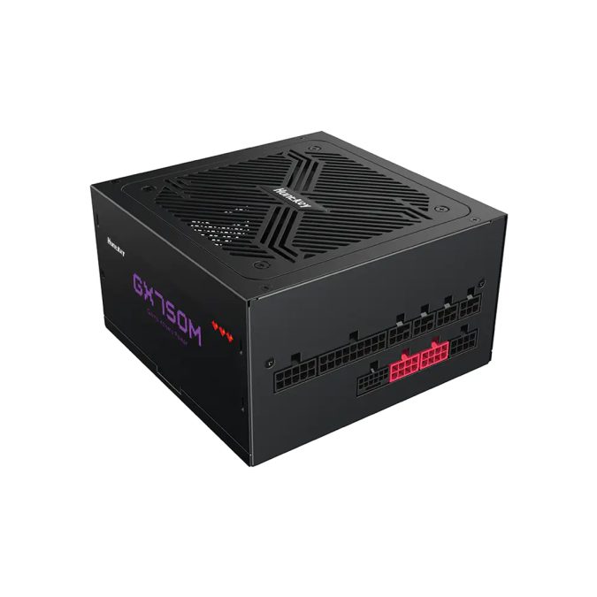 Блок питания, Huntkey, GX750M, 750W, ATX 3.1, Gold, APFC, 20+4 pin, 2*4+4pin, 4*Sata, 3*Molex, 2*PCI-E 6+2 pin, 1*12V-2X6, Модульный, Вентилятор 12см, Кабель питания, Чёрный