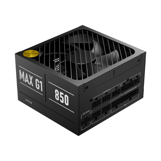 Блок питания, APNX, MAX G1, 850W, ATX 3.1, Gold, APFC, 20+4pin, 2*4+4pin, 10*Sata, 2*Molex, 3*PCI-E 6+2pin, 1*12V-2X6, Модульный, Вентилятор 13,5 см, Кабель питания, Чёрный