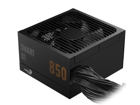 Блок питания, Aerocool, SMART B1, 850W, ATX 3.1, Bronze, APFC, 20+4pin, 2*4+4pin, 8*Sata, 2*Molex, 3*PCI-E 6+2pin, 12V-2X6, Вентилятор 13,5 см, Кабель питания, Чёрный