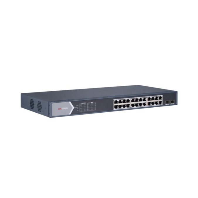 Коммутатор, Hikvision, DS-3E0526P-E(B), Управляемый L2, 24  RJ-45 10/100/1000 Mbps (PoE).total  370 W, 1  RJ-45 10/100/1000 Mbps (combo). 1  SFP 1000 Mbps (combo)