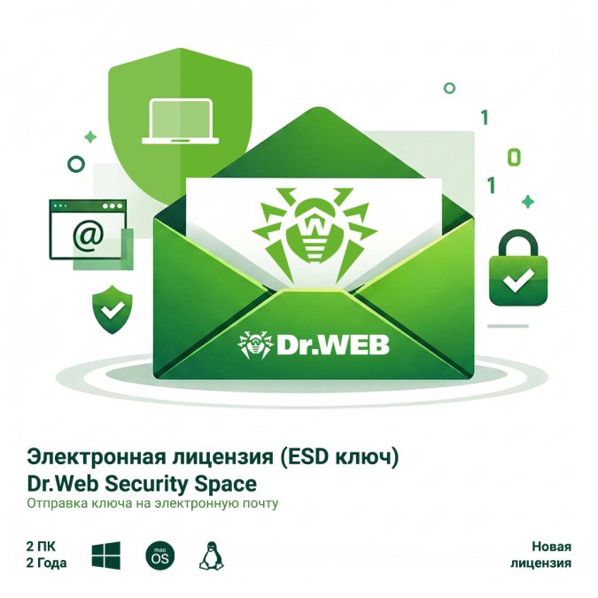 Антивирус, Dr.Web, Security Space 24М 2 ПК, новая лицензия, на 2 ПК на 24 месяца