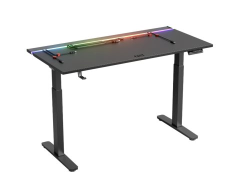 Компьютерный стол, 1STPLAYER, FAST-1470-RGB-BK, Поверхность - МДФ, Основание - алюминий, 2 коробки ( Столешница и ножки) 145х70х122, Черный