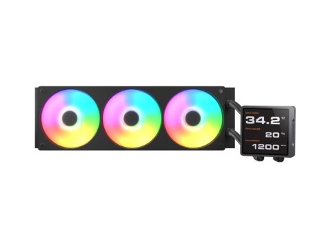 Кулер с водяным охлаждением, Cougar, Poseidon Vistek Pro ARGB 360, Intel 1851/1700/1200/115х и AMD AM5/AM4, 3*120мм Unity ARGB, 700-2500 RPM±10%, 78,2CFM, 38 dB(A), Чёрный