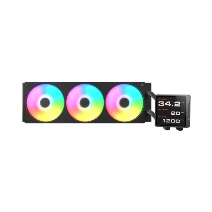 Кулер с водяным охлаждением, Cougar, Poseidon Vistek Pro ARGB 360, Intel 1851/1700/1200/115х и AMD AM5/AM4, 3*120мм Unity ARGB, 700-2500 RPM±10%, 78,2CFM, 38 dB(A), Чёрный