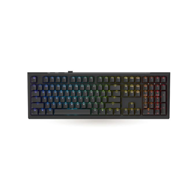 Клавиатура, Ducky, One X Wireless, Игровая, Механическая, 100%, Ducky Linear Inductive Switch, USB, 2,4 ГГц, Bluetooth, Подсветка RGB, Размер: 452x150x41 мм, Чёрный