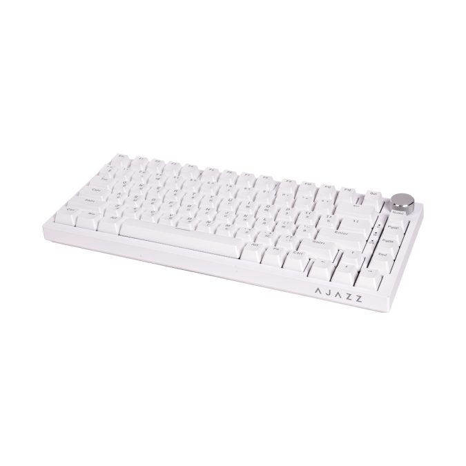 Клавиатура, Ajazz, AK820/Blue/White, AK820, Игровая, Механическая, 75%, Blue Switches, Проводная, USB, Подсветка голубая, Анг/Рус, Белый