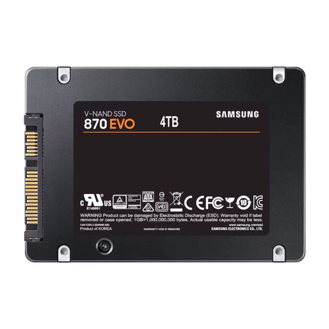 Твердотельный накопитель SSD, Samsung, 870 EVO MZ-77E4T0BW, 4TB, SATA 2.5", 560/530 Мб/с