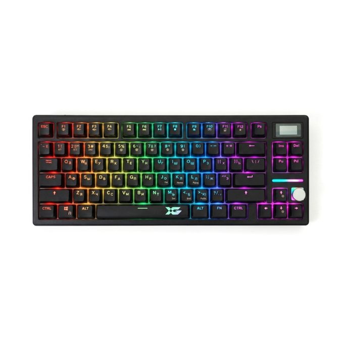 Клавиатура, XG, Hypnos, Игровая, USB, Беспроводная, Bluetooth 5.4, 2.4G, Встроенная литиевая батарея 4000 mAh, Кол-во стандартных клавиш 84, Механические свитчи, RGB, Анг/Рус, Чёрный