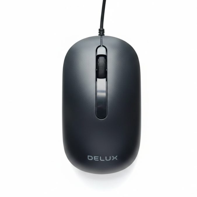 Компьютерная мышь, Delux, M232BU, Оптическая, USB, 1000dpi, Длина провода 1,6 м, Чёрная