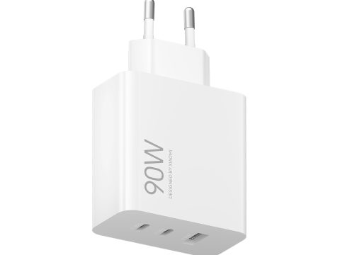 Адаптер питания, Xiaomi, 90W HyperCharge Power Adapter (3-Port) EU, BHR087MEU/MDY-19-EK, 3,6-5,0 В  3,0 А (15,0 Вт макс.) / 5,0-20,0 В - 6,1-4,5 А (90,0 Вт макс.), 2 Порта Распределение 67 Вт + 18 Вт, Стандарт Xiaomi HyperCharge, 55.5  74.8  30 мм, Вес ~130 г, Белый
