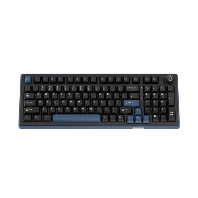 Клавиатура, Ducky, OK-M-98, Wine Red Switch, Игровая, Механическая, 98%, Ducky Linear Inductive Switch, USB, 2,4 ГГц, Bluetooth, Подсветка RGB, Размер: 452x150x41 мм., Чёрный