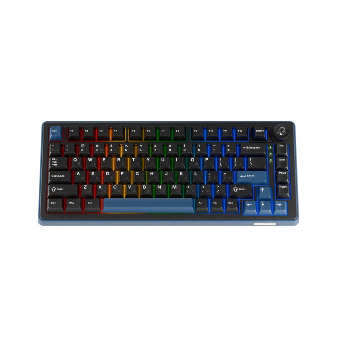 Клавиатура, Ducky, OK-M-75, Wine Red Switch, Игровая, Механическая, 75%, Ducky Linear Inductive Switch, USB, 2,4 ГГц, Bluetooth, Подсветка RGB, Размер: 452x150x41 мм., Чёрный
