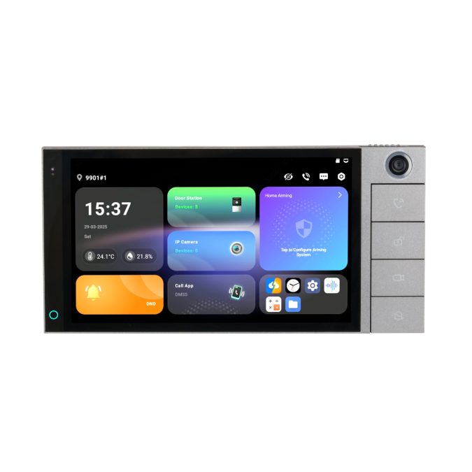 Домофонная система, Dahua, DHI-SCP3024B-CBZ, Android 14, 7 дюймовый сенсорный экран, Оснащенное встроенным датчиком освещенности, устройство автоматически регулирует яркость экрана для комфортного просмотра.Wi-Fi 2.4 ГГц