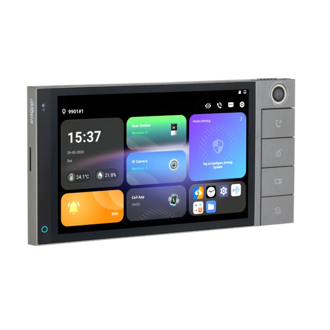 Домофонная система, Dahua, DHI-SCP3024B-CBZ, Android 14, 7 дюймовый сенсорный экран, Оснащенное встроенным датчиком освещенности, устройство автоматически регулирует яркость экрана для комфортного просмотра.Wi-Fi 2.4 ГГц