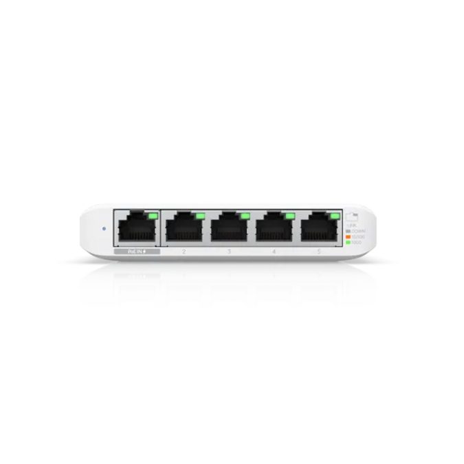 Коммутатор, Ubiquiti, USW-FLEX-MINI, Unifi Switch, Неуправляемый, 5 порта 10/100/1000 Mbps RJ45, Настольный/настенный