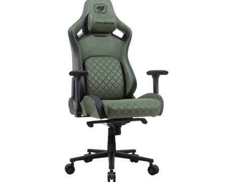 Игровое компьютерное кресло, Cougar, Defensor S Army Green F, Искусственная кожа PU AIR, (Ш)57*(Г)53*(В)129,5 (137) см, Зеленый