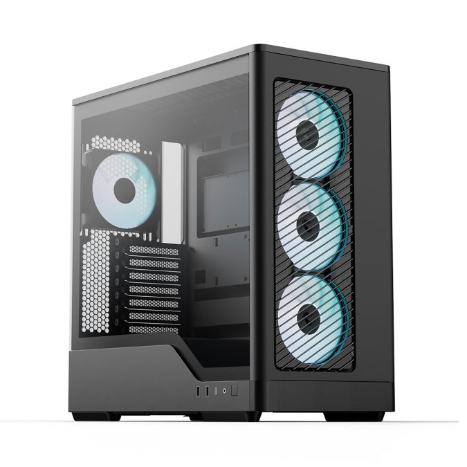 Компьютерный корпус, Aerocool, D520A-BK-v1, ATX/Micro ATX, USB 1*Type C/2*3.0, HD-Audio+Mic, Кулер 4*12 см APNX ARGB, Высота процессорного кулера до 180 мм, Длина VGA до 400мм, 1*3.5"/3*2.5", Толщина 0,6-0,8мм, 460x235x480мм, Без Б/П, Чёрный