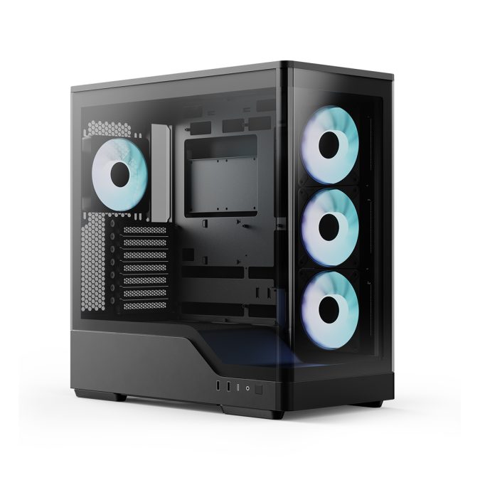 Компьютерный корпус, Aerocool, P500A-BK-v1, ATX/Micro ATX, USB 1*Type C/2*3.0, HD-Audio+Mic, Кулер 4*12 см APNX ARGB, Высота процессорного кулера до 180 мм, Длина VGA до 420мм, 1*3.5"/3*2.5", Толщина 0,6-0,8мм, 460x235x480мм, Без Б/П, Чёрный