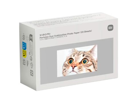 Фотобумага, Xiaomi, Portable Dye-Sublimation Photo Paper (20 Sheets), BHR082NGL/KDXZRSHHT20S, Для фотопринтера Xiaomi Portable Photo Printer Pro, Размеры фотобумаги 2 x 3 дюйма 50 x 76 мм, 20 листов, Глянцевая