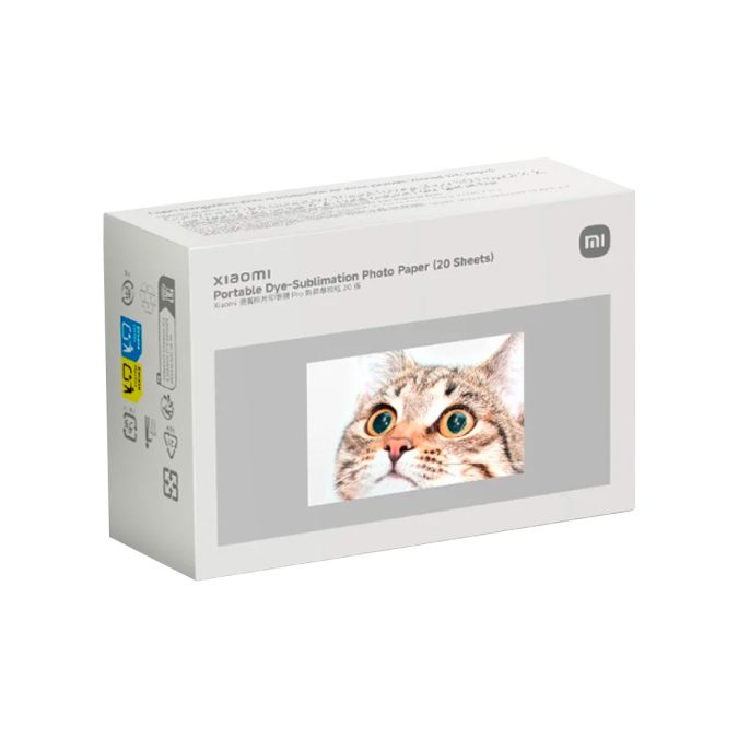 Фотобумага, Xiaomi, Portable Dye-Sublimation Photo Paper (20 Sheets), BHR082NGL/KDXZRSHHT20S, Для фотопринтера Xiaomi Portable Photo Printer Pro, Размеры фотобумаги 2 x 3 дюйма 50 x 76 мм, 20 листов, Глянцевая