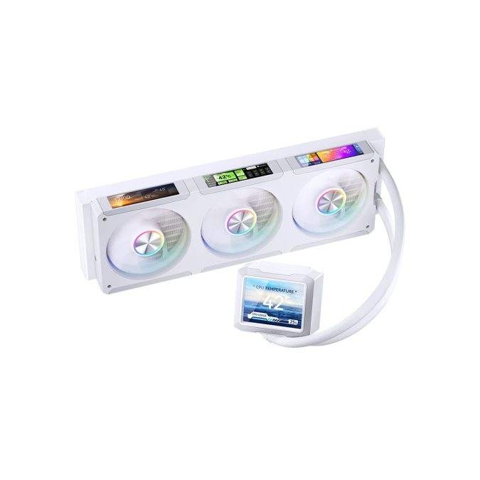 Кулер с водяным охлаждением, Jonsbo, TF3-360SCW White, TF3-360SCW White, intel 1151/1200/1700/1851 и amd AM4/AM5, TDP 325W, 3*120 мм, 700-2400 об/мин, 21.46-62.40CFM, 21.3-37.3dBA, Белый