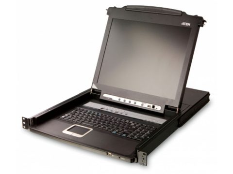 КВМ-консоль с переключателем, ATEN, CL5708M-ATA-RG, 17", 8P, PS/2-USB, VGA, LCD, KVM SW., W/RU, KBW/EU CORD