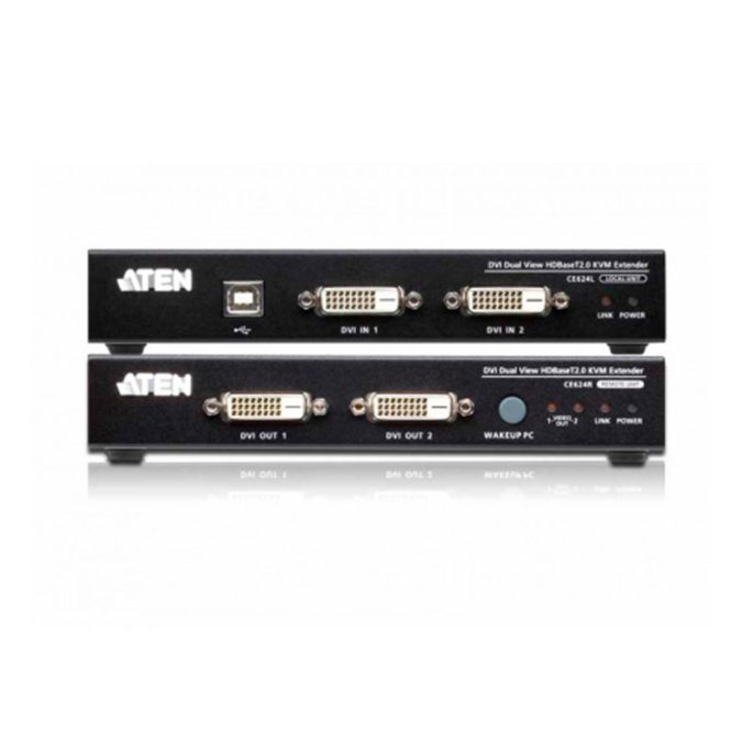 КВМ-удлинитель, ATEN, CE624-AT-G, USB, DVI, Dual View, HDBaseT 2.0, KVM Extender, W/EU ADP