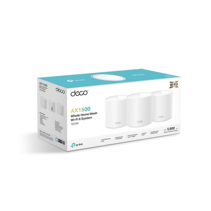 Домашняя Mesh-система Wi-Fi 6, TP-Link, Deco X1500(3-pack), WI-FI 6, 2,4 ГГц/5 ГГц, 802.11ax/b/g/n/ac/a, AX1500, 3 модуля в комплекте