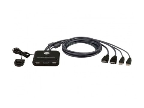 Кабельный КВМ-переключатель, ATEN, CS22HF-AT, 2-Port, USB, FHD HDMI, Cable KVM Switch