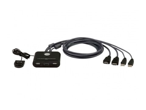 Кабельный КВМ-переключатель, ATEN, CS22U-AT, 2-Port, USB, VGA, Cable KVM Switch, W/Selector