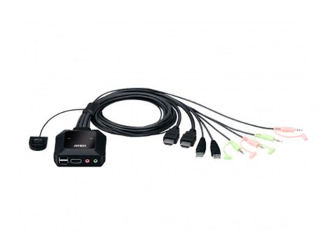 Кабельный КВМ-переключатель, ATEN, CS22H-AT, 2-Port, USB, 4K HDMI, Cable KVM Switch