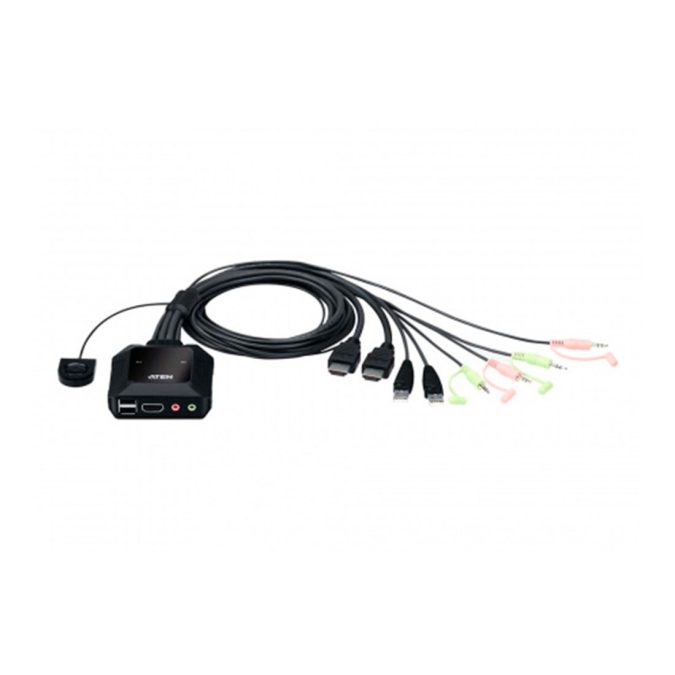 Кабельный КВМ-переключатель, ATEN, CS22H-AT, 2-Port, USB, 4K HDMI, Cable KVM Switch