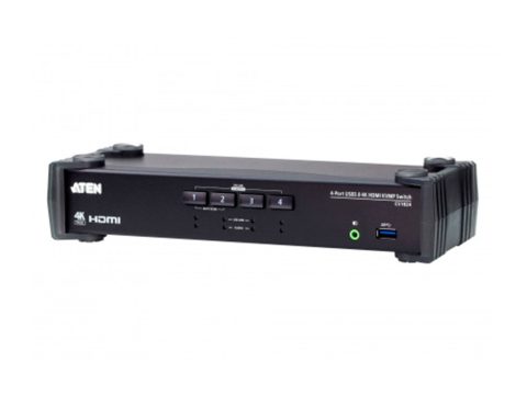 КВМ-переключатель настольный, ATEN, CS1824-AT-G, 4-Port, USB 3.0, 4K HDMI, KVMP Switch, W/EU Cord