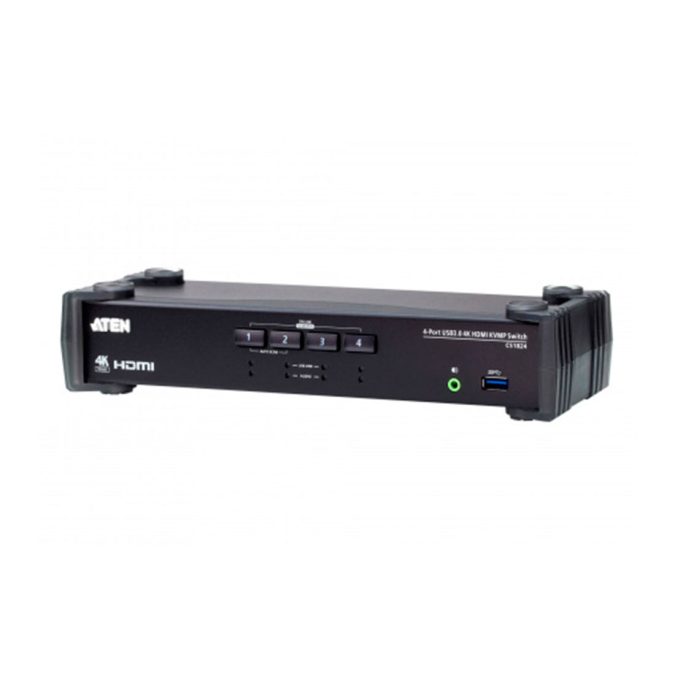 КВМ-переключатель настольный, ATEN, CS1824-AT-G, 4-Port, USB 3.0, 4K HDMI, KVMP Switch, W/EU Cord