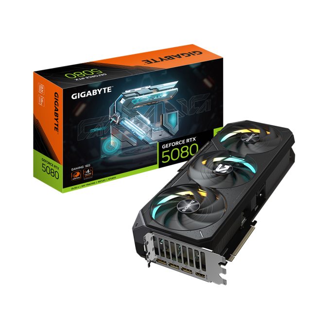 Видеокарта, Gigabyte, RTX5080 GAMING 16G (GV-N5080GAMING-16GD) 4719331356545, GDDR7, 256bit, 1-HDMI, 3-DP, Windforce 3X Fan, 340*140*70 мм, Цветная коробка