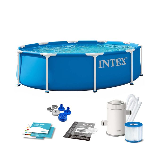 Каркасный бассейн Metal Frame 305 х 76 см, INTEX, 28202ND, Винил, 4485 л., Стальной каркас, Ф-насос 28602 (1250л/ч), Синий, Цветная коробка