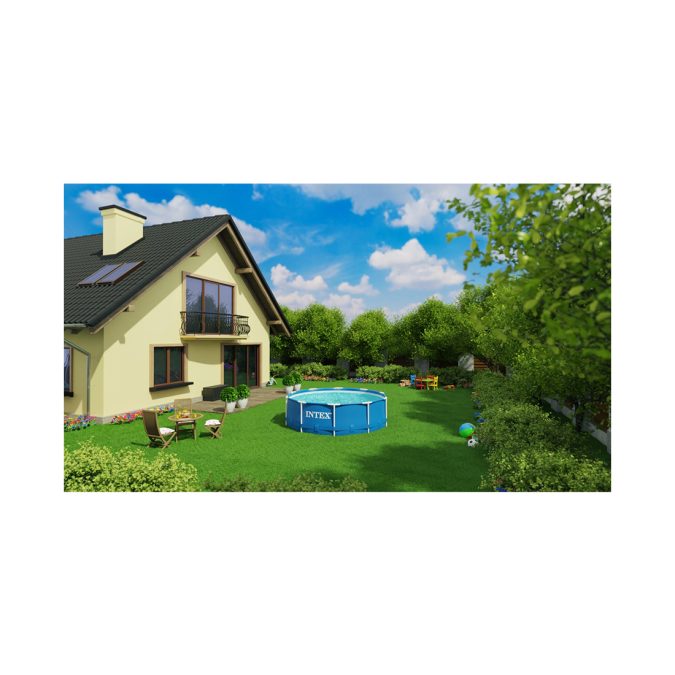 Каркасный бассейн Metal Frame 305 х 76 см, INTEX, 28202ND, Винил, 4485 л., Стальной каркас, Ф-насос 28602 (1250л/ч), Синий, Цветная коробка