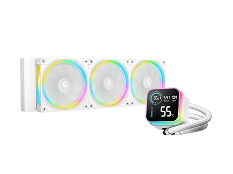 Кулер с водяным охлаждением, Deepcool, LQ360 ULTRA ARGB WH R-LQ360-WHASMC-G-1, Intel 1851/1700/1200/115х и AMD AM5/AM4/, TDP 300W, 3*120мм FL12 ARGB, 500-2150 RPM±10%, 55CFM, 32 dB(A), Белый