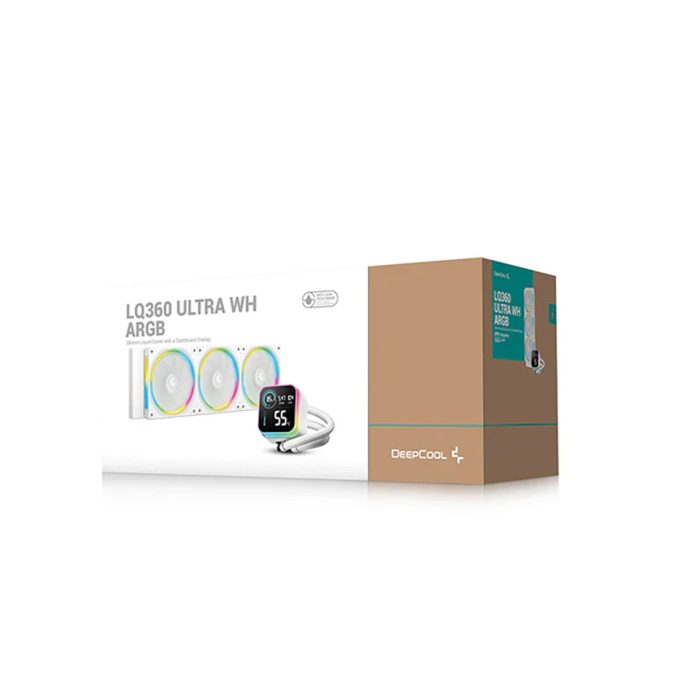 Кулер с водяным охлаждением, Deepcool, LQ360 ULTRA ARGB WH R-LQ360-WHASMC-G-1, Intel 1851/1700/1200/115х и AMD AM5/AM4/, TDP 300W, 3*120мм FL12 ARGB, 500-2150 RPM±10%, 55CFM, 32 dB(A), Белый