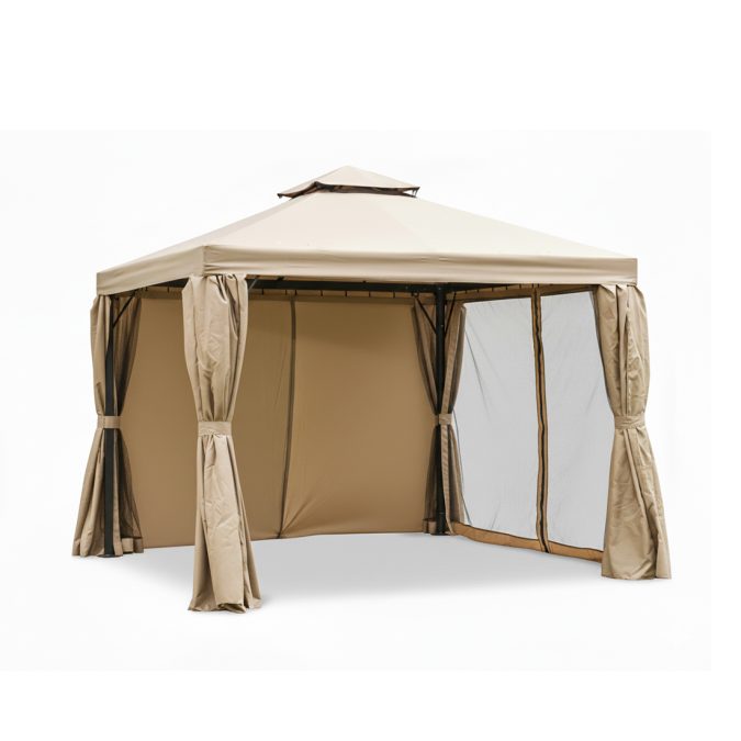Шатер садовый, XG Aurora Camping, 2907-B, Полиэстер/сталь, 2907-B, 300 * 300 * 280 см, Бежевый, Коричневая коробка