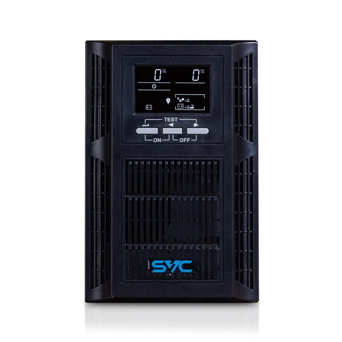 Источник бесперебойного питания, SVC, PT-1K-LCD, Мощность 1000ВА/1000Вт, PT-серия, On-Line, LСDUSBRS-232, SMART, Диапазон работы AVR: 115-300В, Бат.: 12В/7Ah*2шт., Вентилятор: 8см*1шт., 2 вых., Чёрный