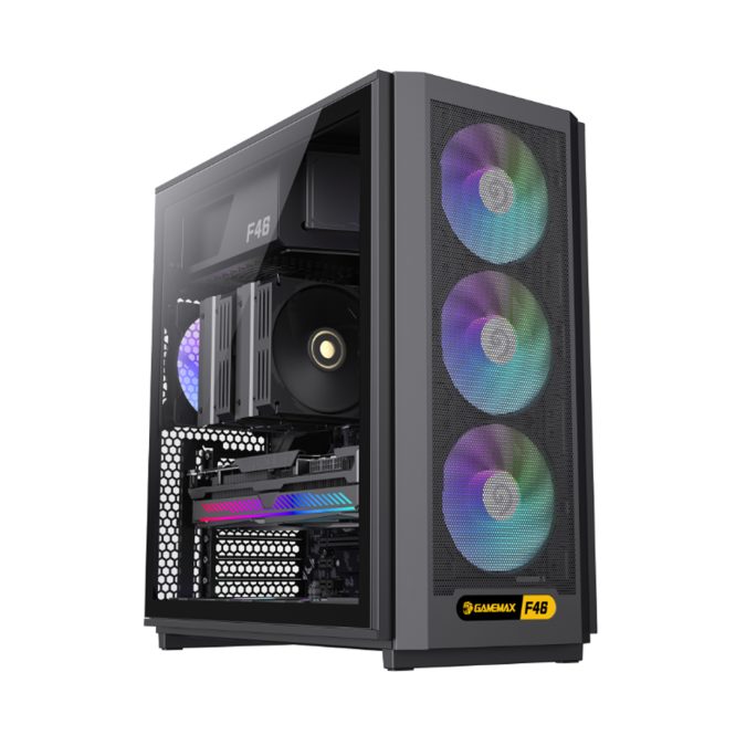 Компьютерный корпус, Gamemax, F46 BK, 1116-4046R0002, ATX/MATX/ITX, 2*3.5"/3*2.5", Высота кулера до 169 мм, Длина VGA до 350 мм, 419x216x449 мм, Без Б/П, Черный
