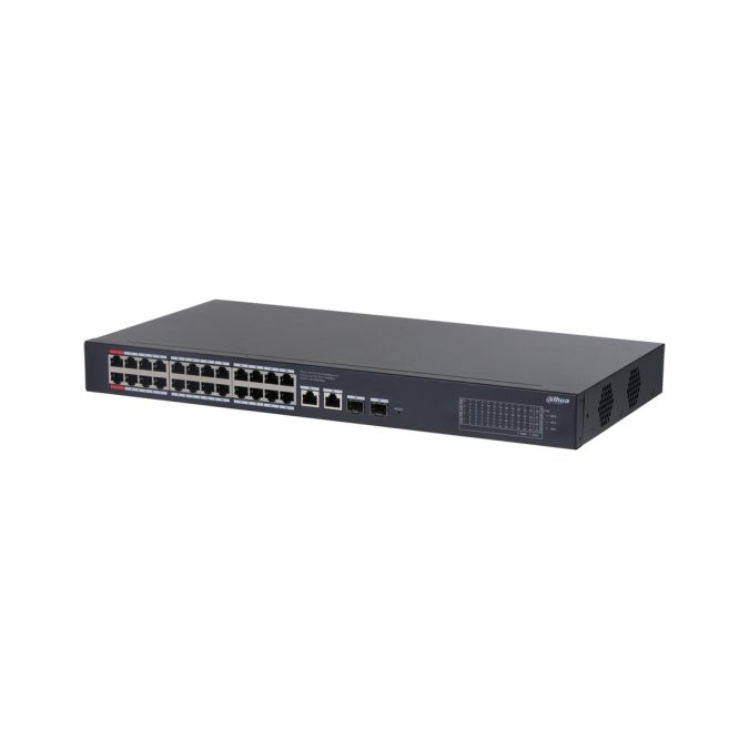 Коммутатор, Dahua, DH-CS4228-24GT-240, Управляемый L2, 24  RJ-45 10/100/1000 Мбит/с (PoE 240W). Порт 25-26: 2  RJ-45 10/100/1000 Мбит/с (восходящий канал). Порт 27-28: 2  SFP 1000 Мбит/с (восходящий канал)
