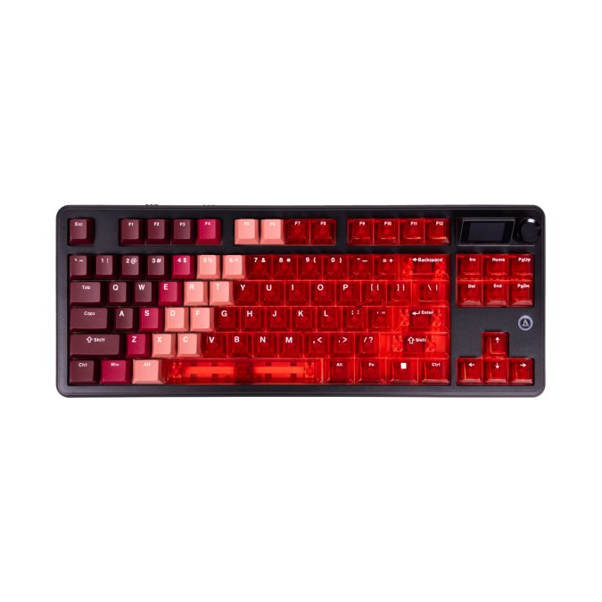 Клавиатура, Ajazz,MK87/Pitaya/Red, MK87, Игровая, Механическая, TKL, Pitaya Switches, USB, 2,4 ГГц, Bluetooth, Подсветка RGB, Размер: 372x144x47 мм., Анг, Красный