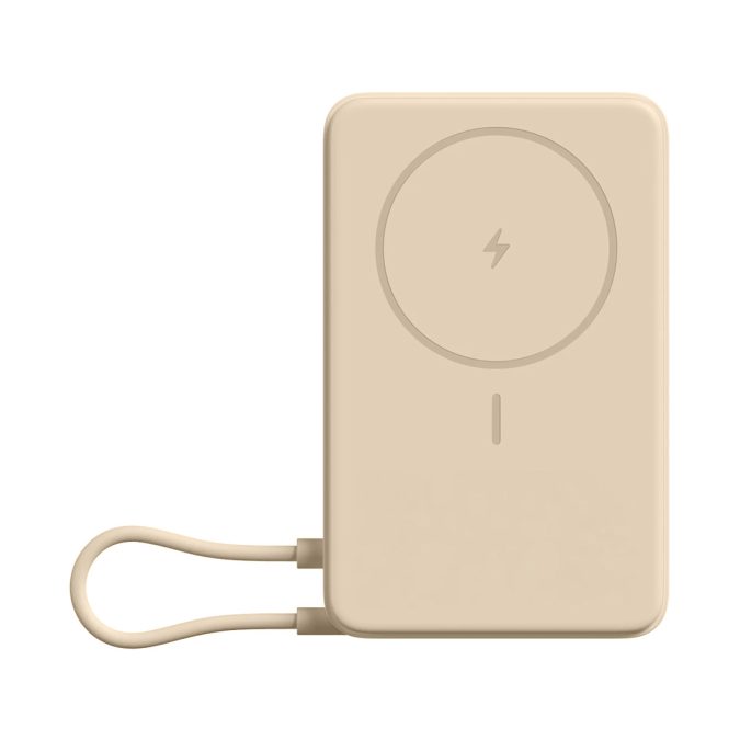Портативный внешний аккумулятор, Xiaom, Magnetic Power Bank 10000 with Built-in Stand Beige, WPB1007Z/BHR08PBGL, 10000мА·ч (37Вт·ч), 33Вт, 210г, 108,8  68,9  20,25мм, Бежевый