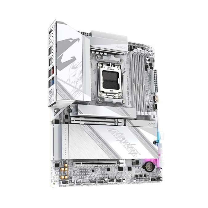 Материнская плата, Gigabyte, X870 AORUS ELITE X3D ICE (4719331876678), AM5, X870, 4xDDR5 4800/5200/8800(OC), 2xSATA3, 4xM.2 (2*PCIe 4.0 x4/x2, 2*PCIe 5.0 x4/x2), Raid, 1xHDMI, 2xUSB4 Type-C®, 2xPCI-Ex16, Wi-Fi, ATX