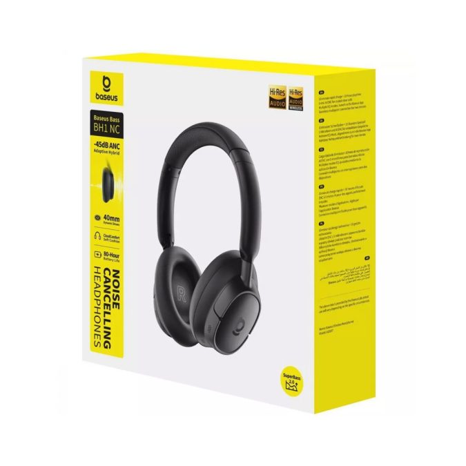 Наушники, Baseus, BH1 NC (A0203703), SuperBass 2.0, 45Дб, LDAC, Черный